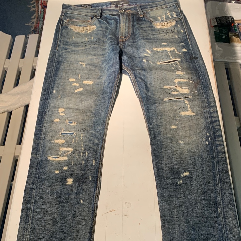 Cult of Individuality Distressed Blue Straight Jeans